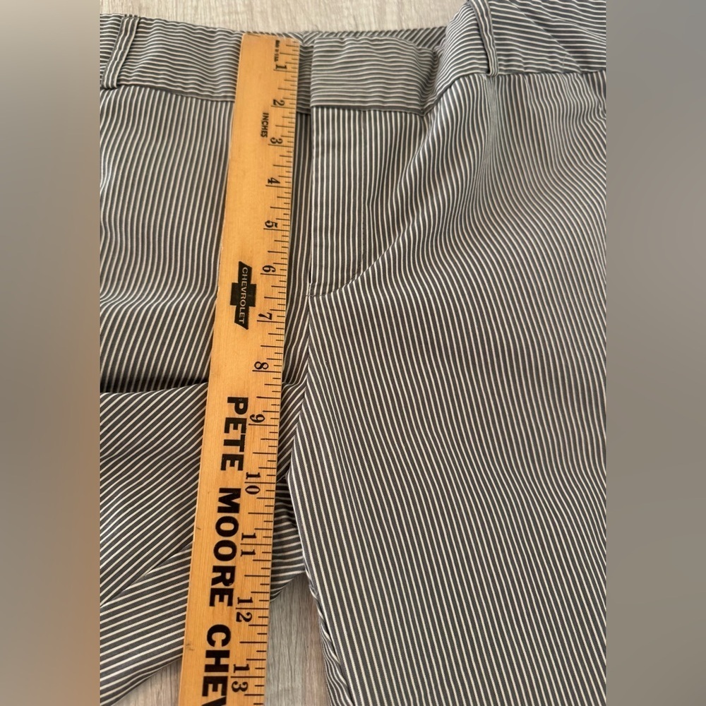 Norma Kamala Seersucker Pin Stripe Pants Taupe Cropped Cotton Blend Size 10 - Picture 6 of 10